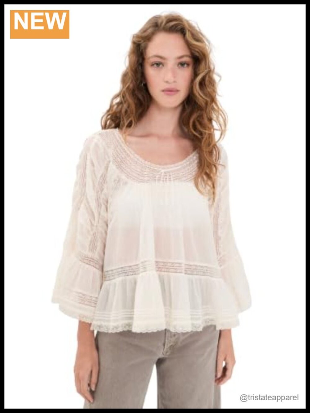 Free People Style Satin Bow Detail Blouse Cotton Long Bell Sleeves